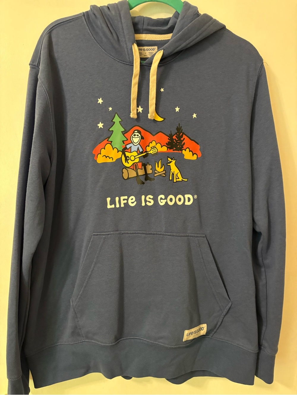 Life Is Good Men's Blue Crewneck Hoodie with Camp Graphic nwot size lrg $25